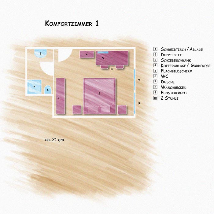 Hotelzimmer Komfortzimmer 1 - alle Infos